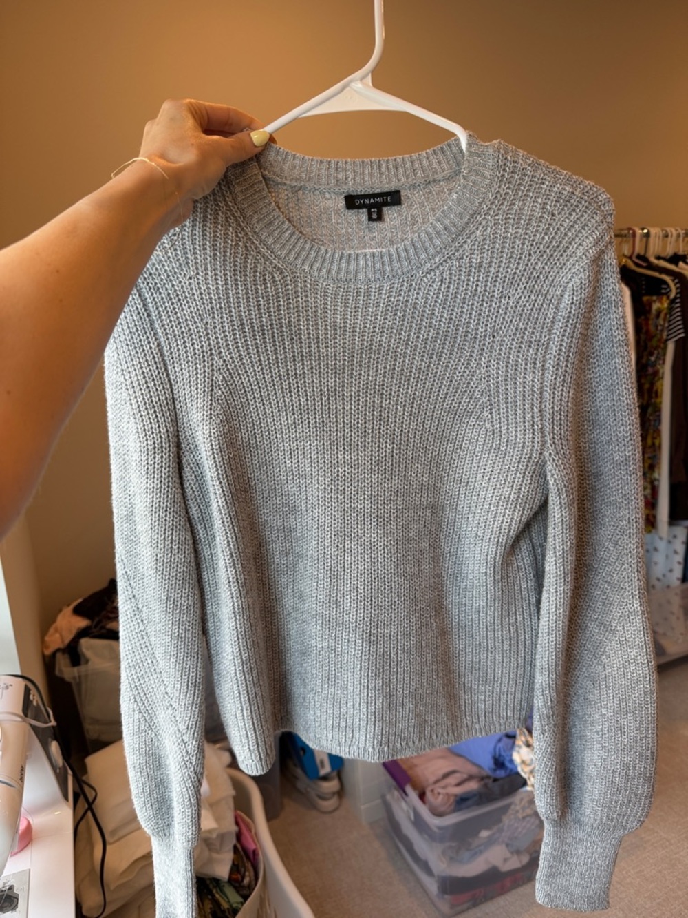Dynamite Heather Grey Crewneck Knit Sweater